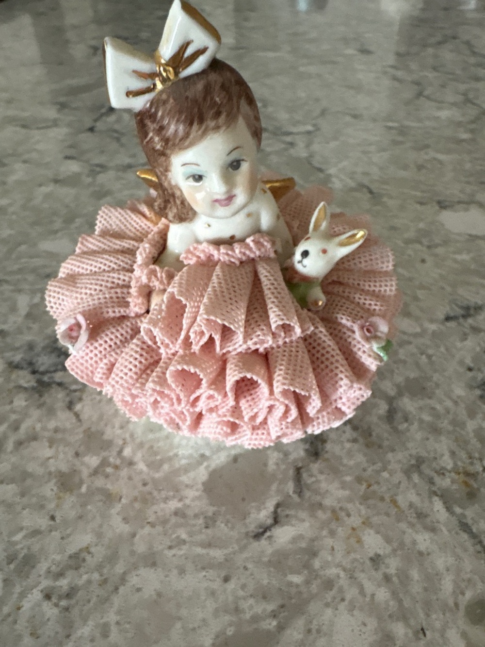 Irish Dresden Vintage Angel Doll with Pink Lace